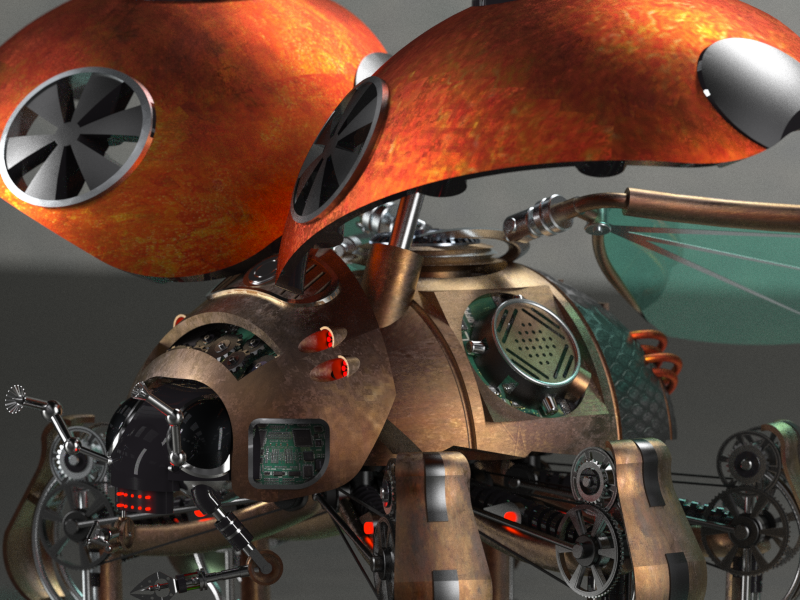 2款机械瓢虫蒸汽朋克机器甲虫模型3D图纸 STP格式